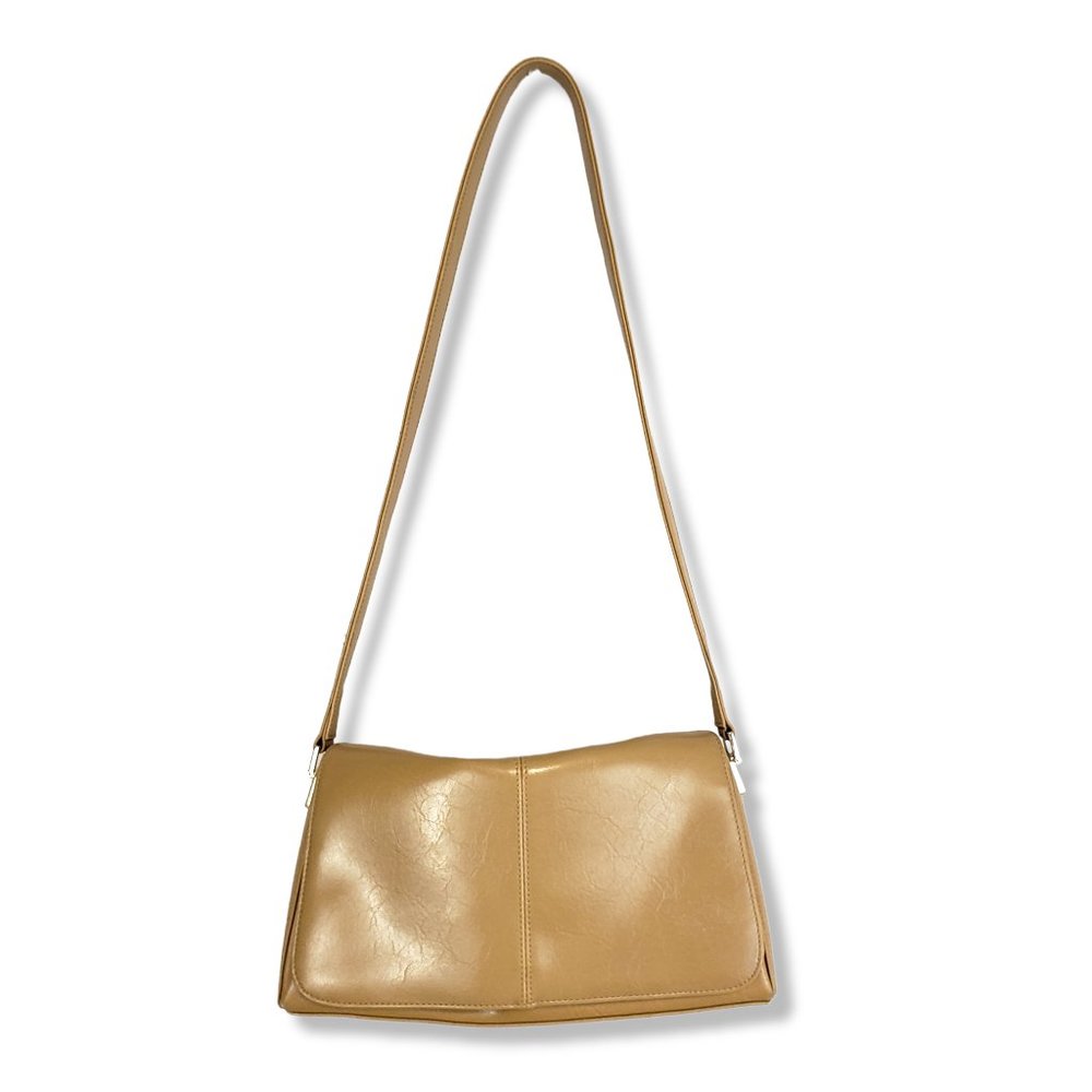 90's/ Y2K Era Liz Claiborne Camel Brown Faux Leather Shoulder Bag